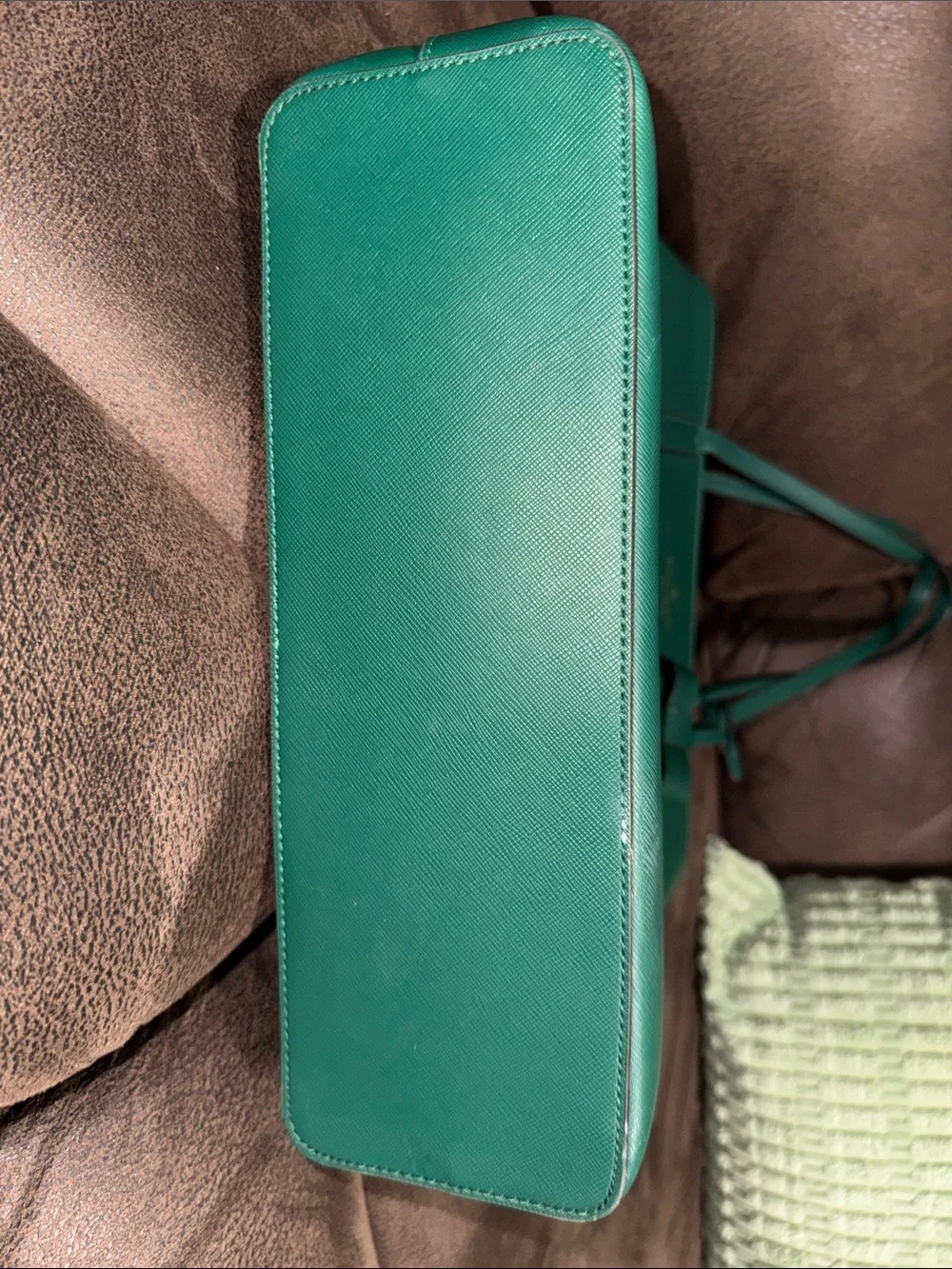 kate spade Emerald Green Saffiano Leather Tote with Bow Charm